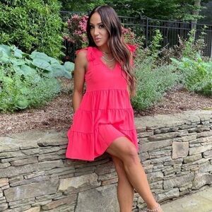 AMANDA UPRICHARD Pruitt Mini Dress In Hot Pink
